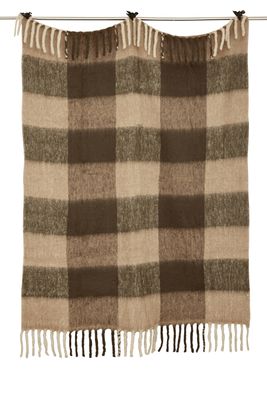 Jakobdahls Brown check mohair Pläd 130x170 cm Brun/Svart
