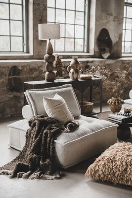 Jakobdahls Boucle mohair Pläd 125x150 cm Brun/beige