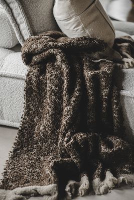 Jakobdahls Boucle mohair Pläd 125x150 cm Brun/beige