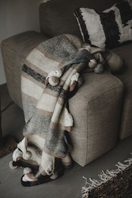 Jakobdahls Brunrandig Mohairpläd 130x170 cm
