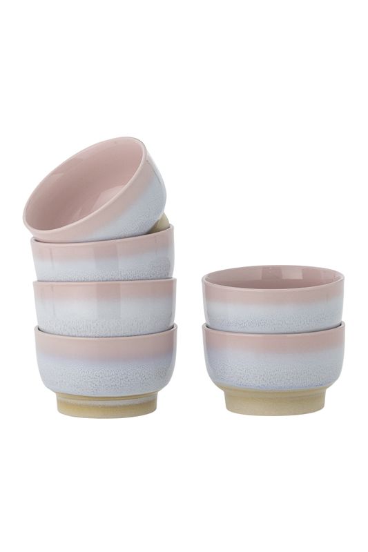 Bloomingville Safie Skålset, Rosa, Stengods Ø11,5xH6,5 cm, Set om 6