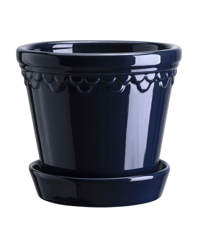 Bergs Potter Københavner GLAZED Kruka med Fat Ø18 cm, Safirblå