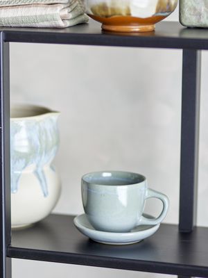 Bloomingville Brenta Kopp M/Fat, Blå, Stengods C:Ø8xH7/S:Ø11xH2 cm, Set om 4