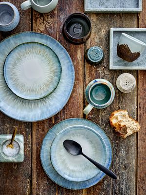 Saltburk med sked Grön Marmor Noriko Set | Bloomingville