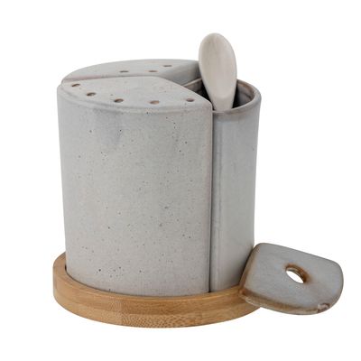 Salt- och pepparströare Grå Stengods Josefine Set | Bloomingville