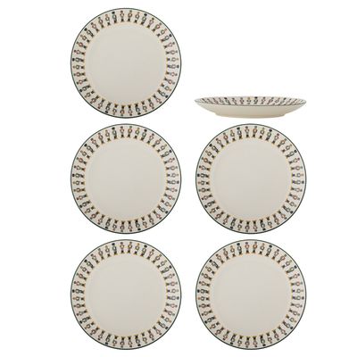 Bloomingville Jolly Jul Tallriksset, Multi, Stengods Ø20xH3 cm, Set om 6