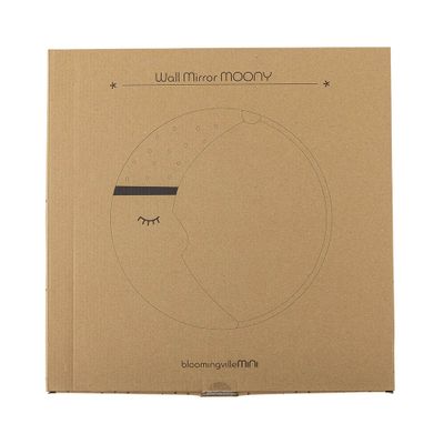 Bloomingville Moony Väggspegel, Natur, Plywood Ø40xH1 cm
