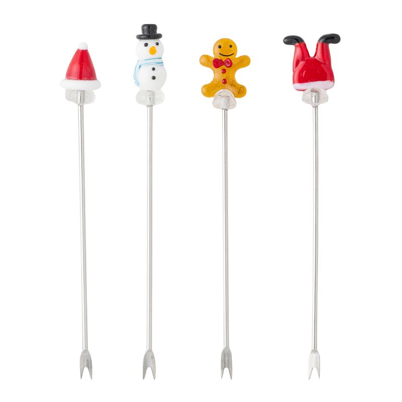 Cocktailgafflar Röd Glas Feliz Set om 4 | Bloomingville