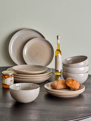 Servis Grå Stengods Taupe 12-delars set | Bloomingville