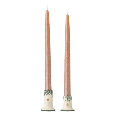 Ljusstake Grön Stengods Grazia Set om 2 | Bloomingville