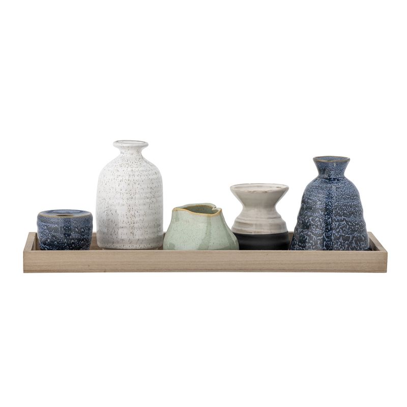 Longo Bricka med ljushållare Blå Stengods H17cm Set om 6 Bloomingville
