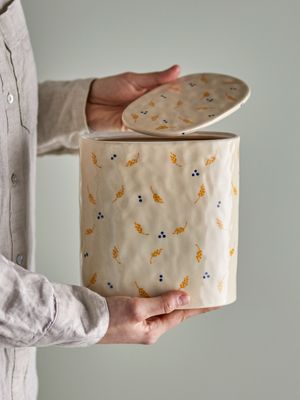 Burk med lock Vit Stengods Pippine | Bloomingville