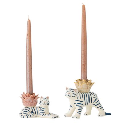 Ljusstake Vit Stengods Rory Set om 2 | Bloomingville