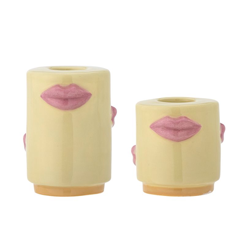 Ljusstake Gul Stengods Sassy Set om 2 | Bloomingville