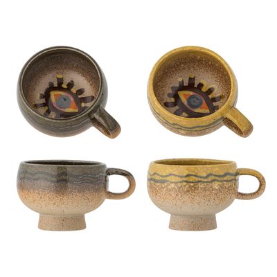 Kopp Brun Stengods Oculus Set om 2 | Bloomingville