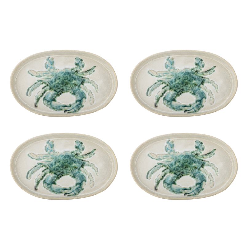 Bloomingville Hadden Tallrik, Grön, Stengods L29xH2,5xW18 cm, Set om 4