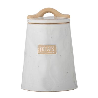 Burk med lock Vit Stengods Bandit | Bloomingville