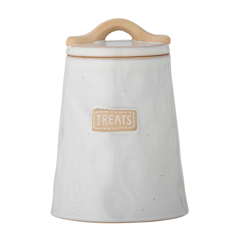Burk med lock Vit Stengods Bandit | Bloomingville