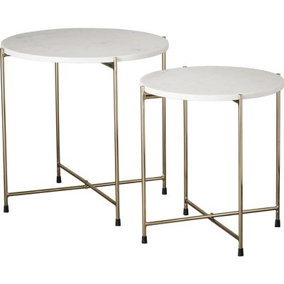 Lene Bjerre Marmilla Sidobord Vit Travertin