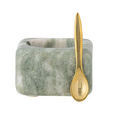 Saltburk med sked Grön Marmor Noriko Set | Bloomingville