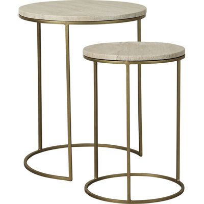 Lene Bjerre Traville Sidobord Linne Travertin