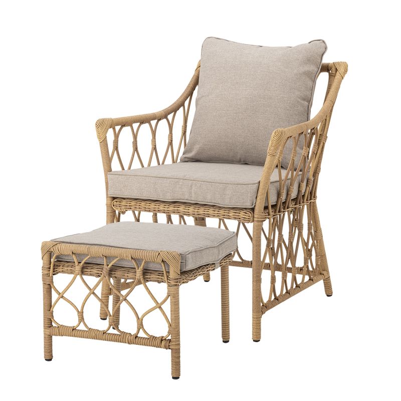 Belluce Lounge Chair w/Stool Natur Polyrattan H82cm Set om 2 Bloomingville
