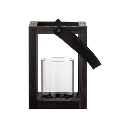 Lyktor med glas Svart Furu Lyra | Bloomingville