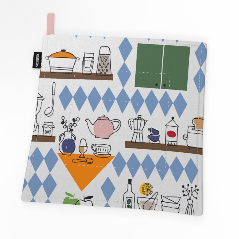 Köket blå/grön grytlapp Arvidssons Textil
