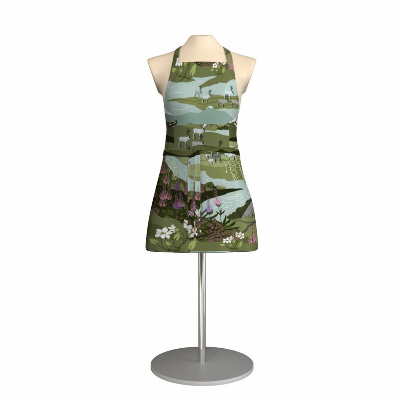 Fjällvandring grön/turkos förkläde med ficka Arvidssons Textil