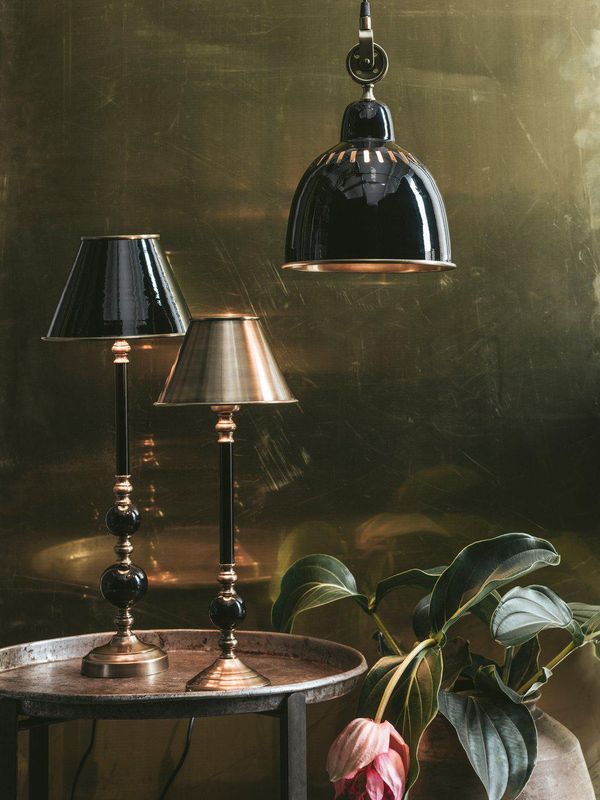 PR Home Bordslampan Abbey med lampskärm 68 cm Svart/mässing