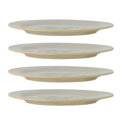 Bloomingville Hadden Tallrik, Grön, Stengods Ø27xH2 cm, Set om 4