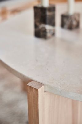 Lune Marmor Soffbord Natur/Vit Aska Oyoy Living Ø84cm