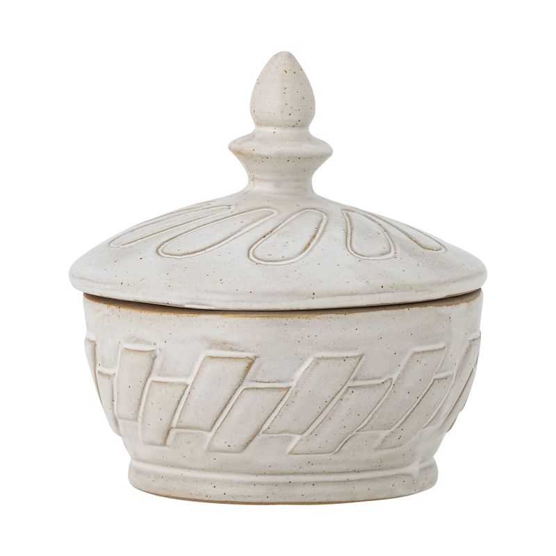 Burk med lock Natur Stengods Pauline | Bloomingville