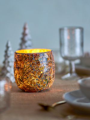 Värmeljushållare Guld Återvunnet glas Fikayo | Bloomingville