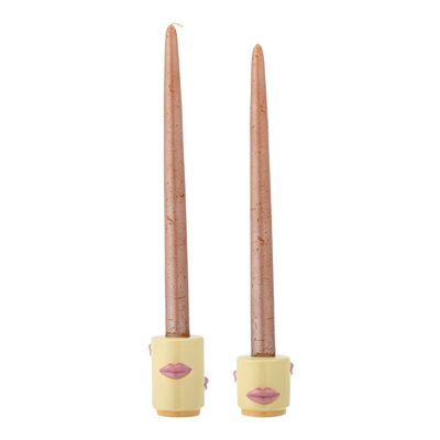 Ljusstake Gul Stengods Sassy Set om 2 | Bloomingville