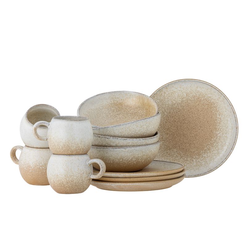 Frukostset Natur Stengods Paula 12-delars set | Bloomingville