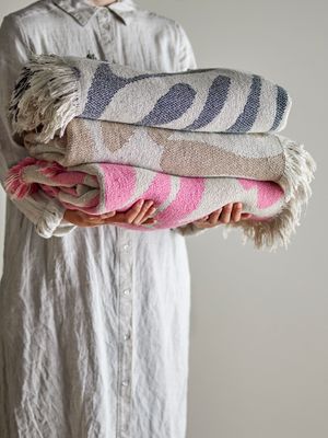 Filt Rosa Återvunnen bomull Alk | Bloomingville