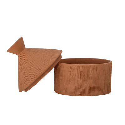 Burk med lock Röd Terrakotta Caylie | Bloomingville