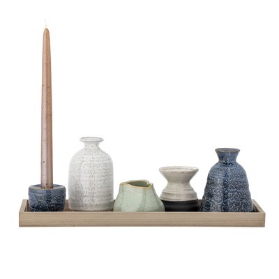 Longo Bricka med ljushållare Blå Stengods H17cm Set om 6 Bloomingville