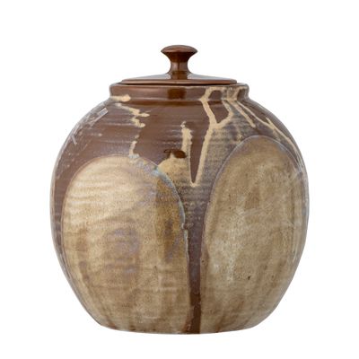Burk med lock Brun Stengods Nasib | Bloomingville