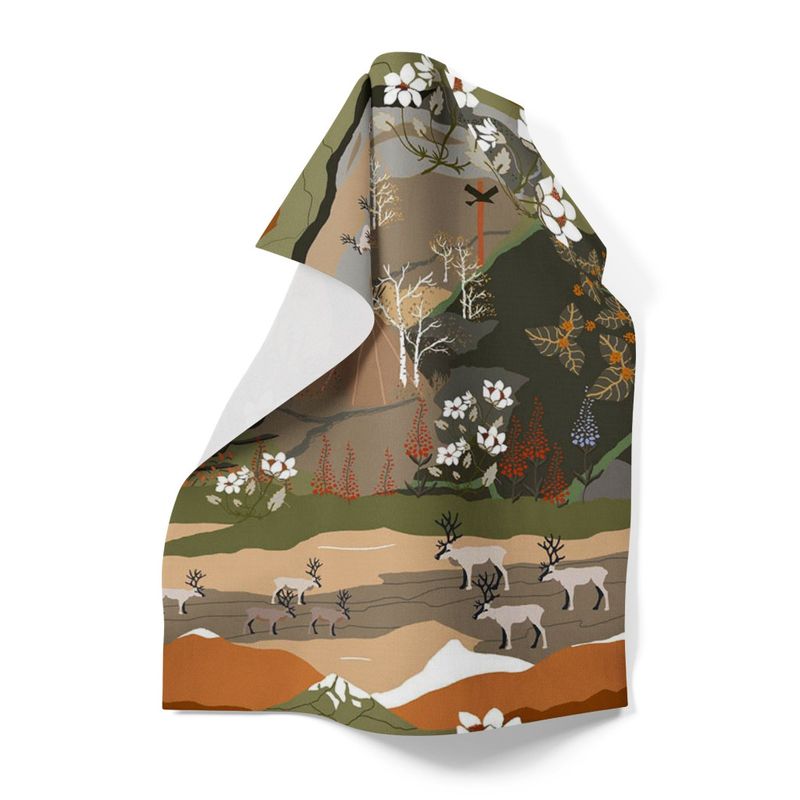 Fjällvandring grön/beige handduk Arvidssons Textil