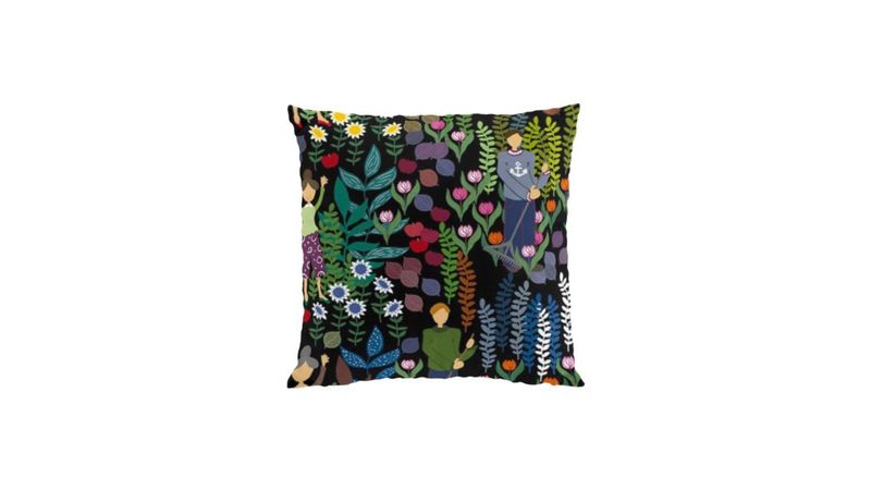 Trädgård svart/multi kuddfodral Arvidssons Textil