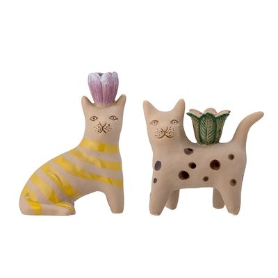 Ljusstake Brun Stengods Mamie Set om 2 | Bloomingville