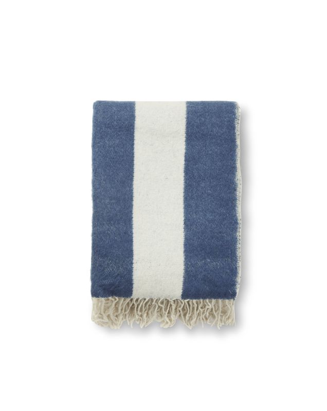 Jakobdahls Zara blockstripe Pläd 130x170 cm Blå/Vit