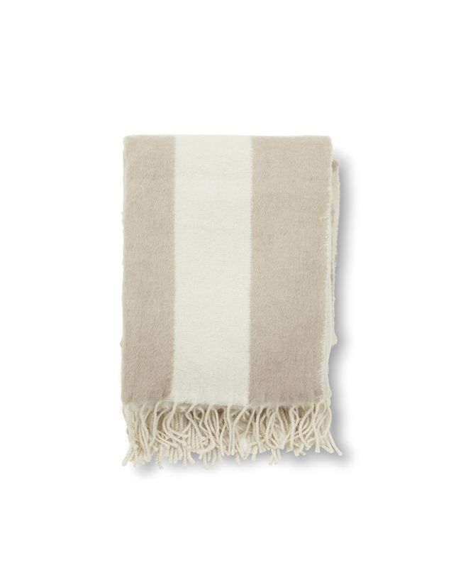 Jakobdahls Zara blockstripe Pläd 130x170 cm Beige/Vit