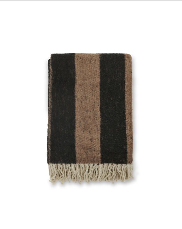 Jakobsdals Zara blockstripe Pläd 130x170 cm Valnöt
