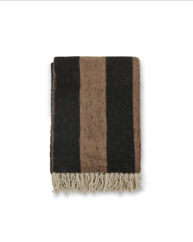 Jakobdahls Zara blockstripe Pläd 130x170 cm Valnöt