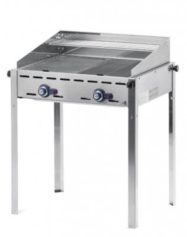 Gasgrill med 2 brännare - 2 Rostfritt stål Gastronorm 1/1 grillgaller - 11.6 kWh