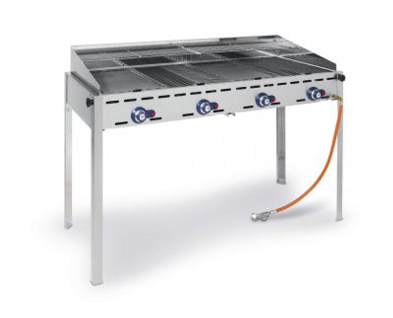 Gasgrill med 4 brännare - på hjul - 22 kWh - 1400x612x(H)825mm