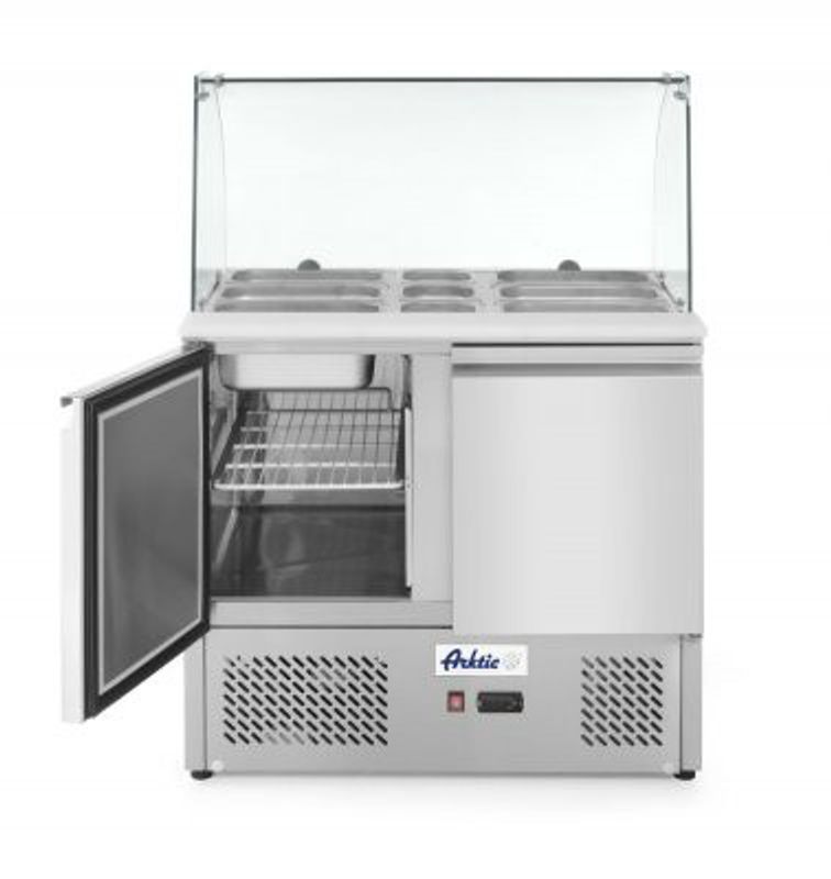 Två dörrar salladskyl med glas monter 300L | -2/8C - 230V / 310W - R600a - 900x7